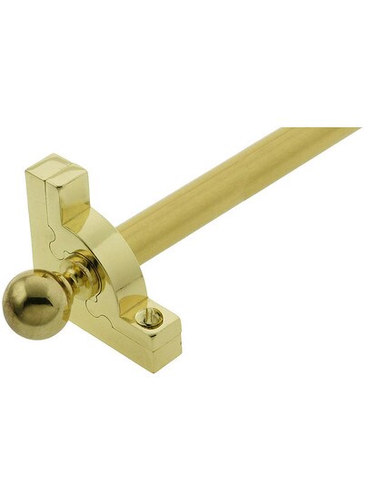 28.5 inch Sovereign Ball Tip Stair Rod - 1/2 inch Diameter Brass With Standard Brackets in Polished Brass Finish